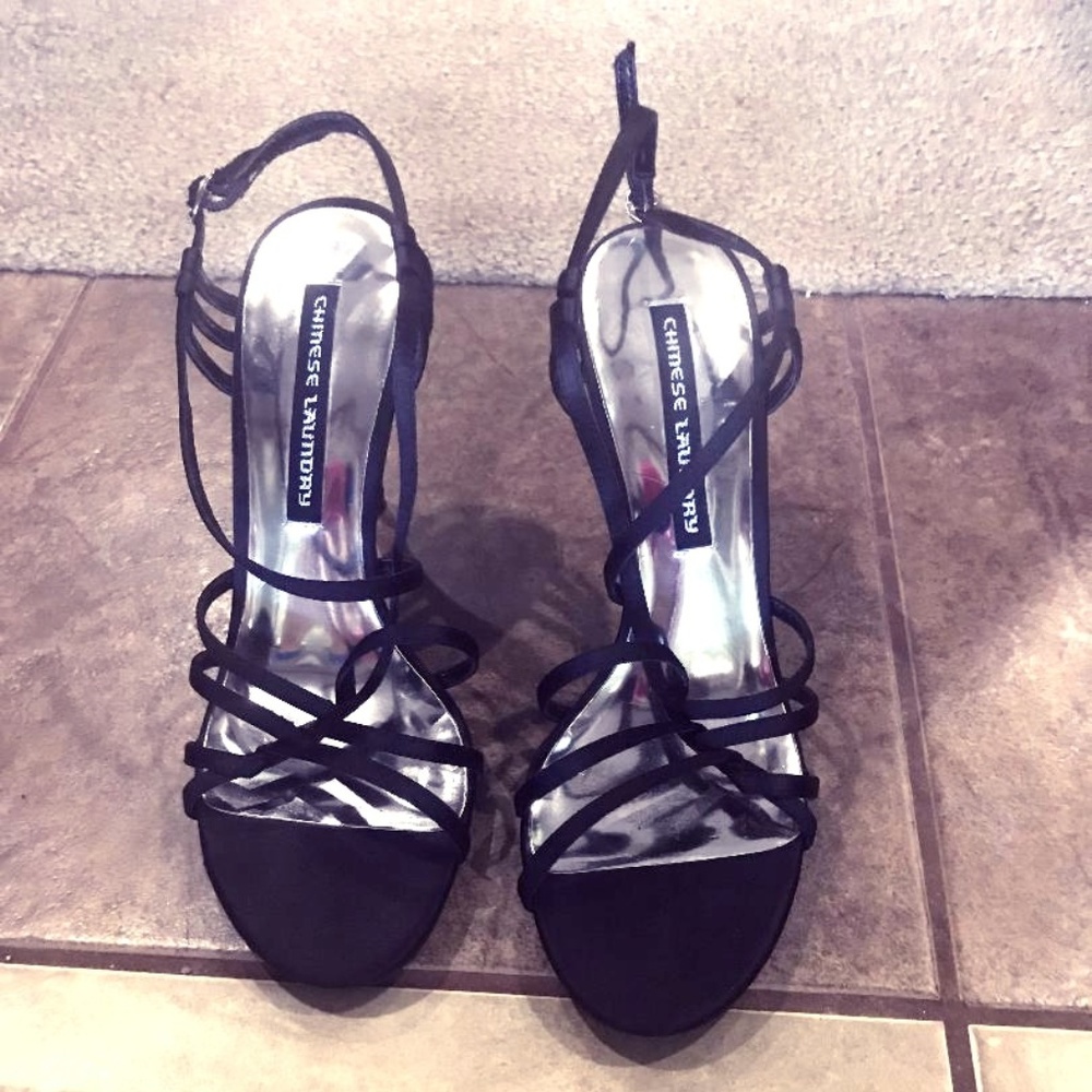 Black Strappy Stilettos "Chinese Laundry" Size 9M